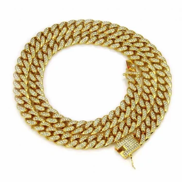 HNSP Luxury All Rhinestone 13MM Cuban Chain For Men Necklace Hip Hop Neck Male Jewelry Accessories 1