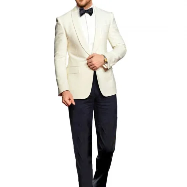 Men's Slim Fit 2 Piece Shawl Lapel Suit One Button Tux Jacket & Pants 1