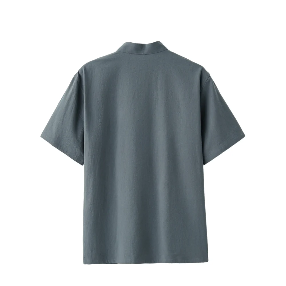 Chinese traditional clothes Style Short Sleeve Tai Chi Pure cotton shirt Tang Suit Uniform for Men kung fu tang zhuang male top 2