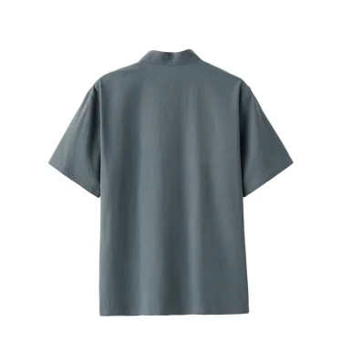 Chinese traditional clothes Style Short Sleeve Tai Chi Pure cotton shirt Tang Suit Uniform for Men kung fu tang zhuang male top 2