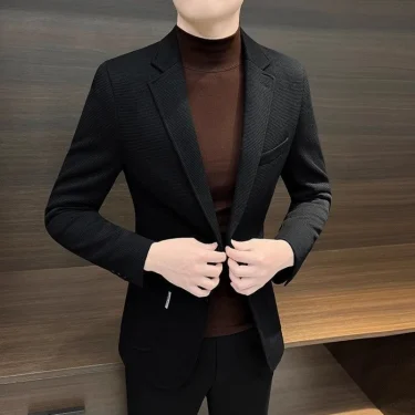 Male Business Blazer Spring Autumn Single Breasted Coat New In High Quality Fashionable Simple Clothing Men's Suit Dress Jackets 5