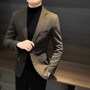 Male Business Blazer Spring Autumn Single Breasted Coat New In High Quality Fashionable Simple Clothing Men's Suit Dress Jackets 4