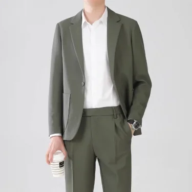 Blazer 2 Piece Outfit Set Man Party Black Full Suit for Men Clothes Ceremony Gentleman Clothing Korean New in Elegant Fashion 2