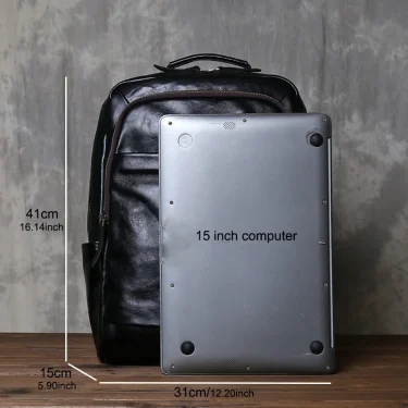 JLFGPJ Fashionable Men's Genuine Leather Backpack Multifunctional Business And Leisure Top Layer Cowhide Computer Backpack 6
