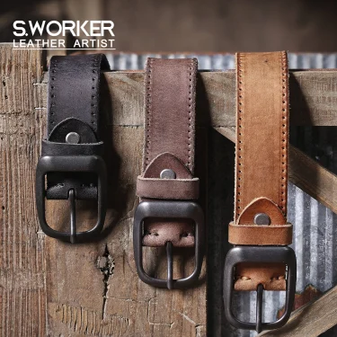Genuine Leather Men's Cowhide Belt,Italian Thickened Leather With Gift Box,Retro Versatile Men's Denim Belt,Ideal Choice For Gif 1