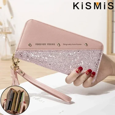 KISMIS Women's Wallets Fashion Long Leather Wallets Large Capacity Buckle Zipper Clutches Fashion Multi-Card Wallets Zipper 1