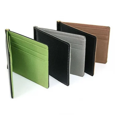 New Fashion Simple Designer Men Money Clip Wallets With Metal Clamp Women Slim Leather Purse Bank Card Slots Cash Holder For Man 3