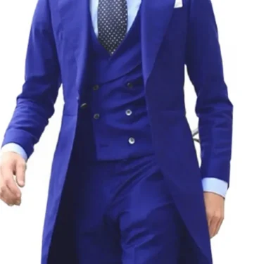 3 Pieces New Arrivel Long Coat Designs Chinese Red Men Suit Gentle Tuxedo Prom Blazer Custom (Jacket+Vest+Pants) 2