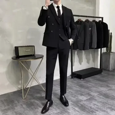 Groom Full Suit for Men Dress Formal Blazer Wedding Slim Fit 2 Piece Outfit Set Man Classic Elegant Clothes Casual Spring Autumn 6