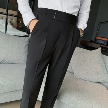Man Suits Pants High Waist Social Tailoring Straight Business Korean Style Clothes Dress Trousers for Men Quality Formal Stylish 4