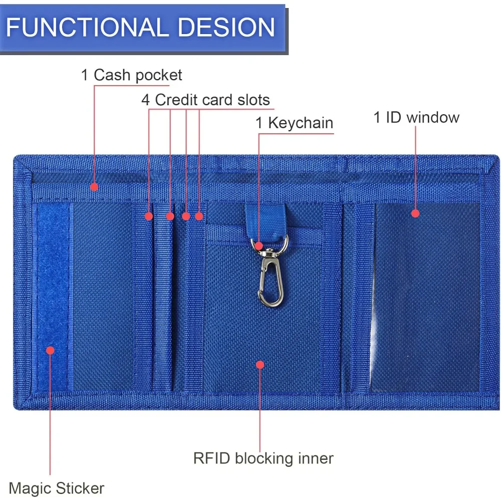 1PC Wallets Slim Wallet Trifold Sports Wallet Outdoor Canvas Wallets With Zipper Travel Coin Purse Cards Holder Gifts 5