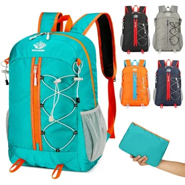 Large Capacity Folding Travel Backpack Outdoor Sports Ultra-light with Breathable Shoulder Straps for Traveling and Hiking 1