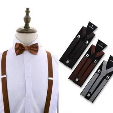 Elegant Fashion Adult Men's Suspenders And Bow Tie Two Pcs Set Harness Man For Pants Gentleman Suit Accessories Wedding Business 1