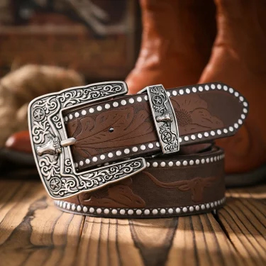 A casual and retro belt, a waist accessory for Western-style clothing, metal buckle, PU belt, suitable for both men and women 6
