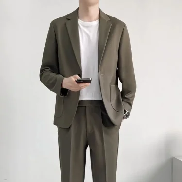 Blazer 2 Piece Outfit Set Man Party Black Full Suit for Men Clothes Ceremony Gentleman Clothing Korean New in Elegant Fashion 6