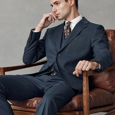 9% Wool Luxury Blue Formal Suits Set For Men Casual Wedding Groom Wear Blazer Vest Pant Sets Spring Autumn 4 Seasons Clothing 58 1