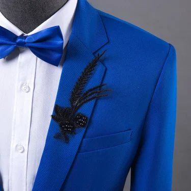 Men's Formal Suits Blue fashion Slim Blazers Group musical performance Costume Wedding Party Prom Host singer show Stage suit 6