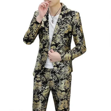 Traje De Hombre Elegante (Blazer+ Pants) Men's Fashion Business Professional Gentleman Print Wedding Casual Elegant Man Suit 1