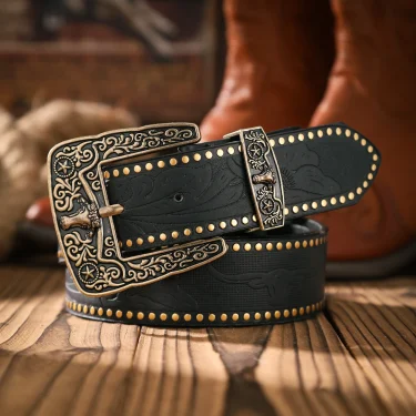 A casual and retro belt, a waist accessory for Western-style clothing, metal buckle, PU belt, suitable for both men and women 2