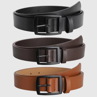 New Men's High-Quality PU Leather Belt Metal Pin Buckle Belt Leisure Business Waistband Fashionable Lady Accessory Designer Belt 2