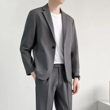 Blazer 2 Piece Outfit Set Man Party Black Full Suit for Men Clothes Ceremony Gentleman Clothing Korean New in Elegant Fashion 5