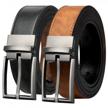 Maikun Reversible Leather Belts for Men Brown Leather Belts For Trousers Boss Belts Men's Designer Waist Belt Coffee 6