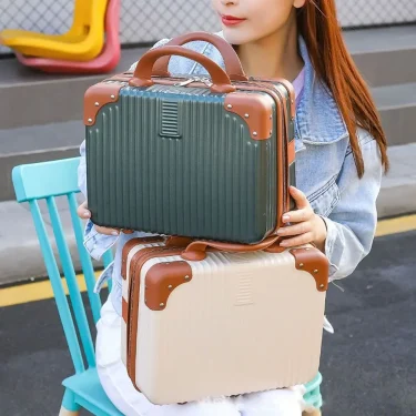 14 inch Mini Travel Suitcase Cosmetic Box Hand Luggage Organizer Makeup Case Small Password Box Boarding Case 1