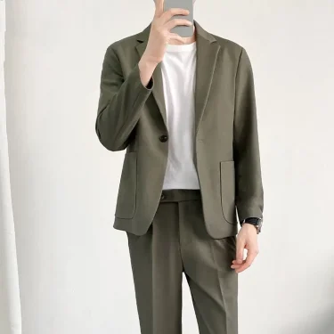 Blazer 2 Piece Outfit Set Man Party Black Full Suit for Men Clothes Ceremony Gentleman Clothing Korean New in Elegant Fashion 4