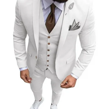 3 Pieces Men's Suit Formal Business Notch Lapel Slim Fit Tuxedos Best Man Blazer For Wedding(Blazer+Vest+Pants) 6