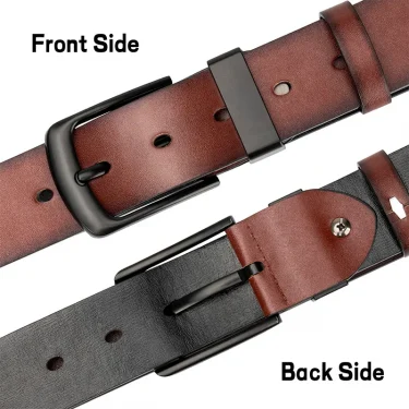 Maikun Men's Vintage Casual Belt Black Pin Buckle Student Versatile Leather Wide Belt 4