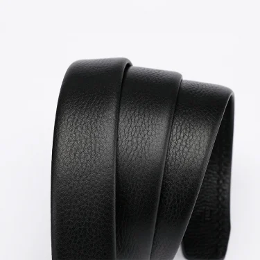 BISON DENIM Men No Buckle Belt High Quality Genuine Leather 3.4cm Width Belts Luxury Waistband Without Buckle Jeans Accessories 4