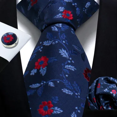 Luxury Floral Wine Ties For Men Wedding Party Business Necktie Handkerchief Cufflinks Set Men Suit Accessories Handmade Gravata 5