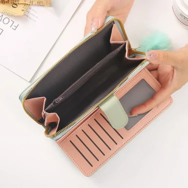 Women Long Wallet Pu Leather Card Holder Large Capacity Hasp Zipper Coin Purse Multi Card Organizer Cell Phone Wristlet Handbag 4