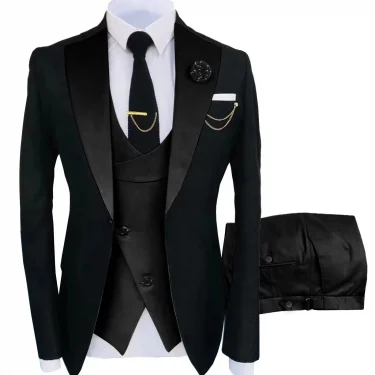 Men's Suit for Wedding 3 Pieces Blazer Vest and Pants Set Fitted Tuxedo for Groomsmen Adult Costume Summer Beach Wedding Parties 2