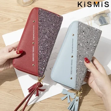 KISMIS Women's Wallets Fashion Long Leather Wallets Large Capacity Buckle Zipper Clutches Fashion Multi-Card Wallets Zipper 5
