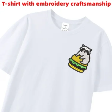 Bear Hamburger Embroidery Tee Shirts Men's Luxury Brand Embroidered Tops T shirt Raccoon Cute Animal Embroidered T-shirts Man 2