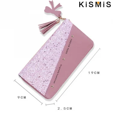 KISMIS Women's Wallets Fashion Long Leather Wallets Large Capacity Buckle Zipper Clutches Fashion Multi-Card Wallets Zipper 6