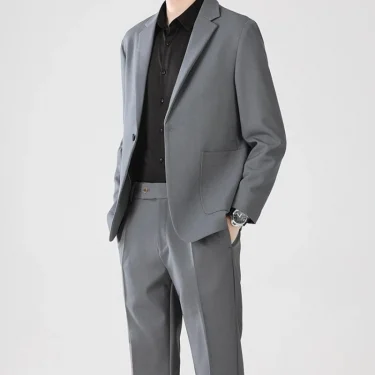 Full Suit for Men Dress Business Korean 2 Piece Outfit Set Man Formal Pants Ceremony Elegant Spring Autumn Blazer New In Casual 1