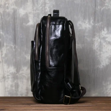 JLFGPJ Fashionable Men's Genuine Leather Backpack Multifunctional Business And Leisure Top Layer Cowhide Computer Backpack 4