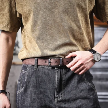 Genuine Leather Men's Cowhide Belt,Italian Thickened Leather With Gift Box,Retro Versatile Men's Denim Belt,Ideal Choice For Gif 3