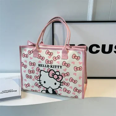 Sanrio Hello Kitty Fashion Backpack Trendy Cartoon Design Large Capacity Women's Travel Canvas Bags Duffle Bag Shoulder Bag 2