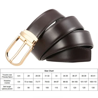 VATLTY New Men's Reversible Belt Natural Cowhide Hard Zinc Alloy Silver Buckle Brown Belt Genuine Leather Trousers Belt Male 5