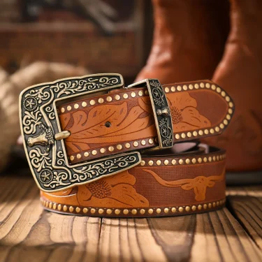 A casual and retro belt, a waist accessory for Western-style clothing, metal buckle, PU belt, suitable for both men and women 3
