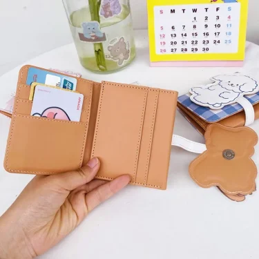 Cartoon Pu Purse Wallet Lovely Little Bear Coin Wallet Simple And Portable Three Fold Student Mini Card Bag Birthday Gift 5