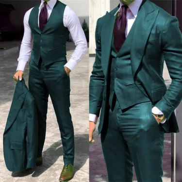 solid color formal business suits Pointed collar One Button Full men's suits high end men's clothing Business activities 5