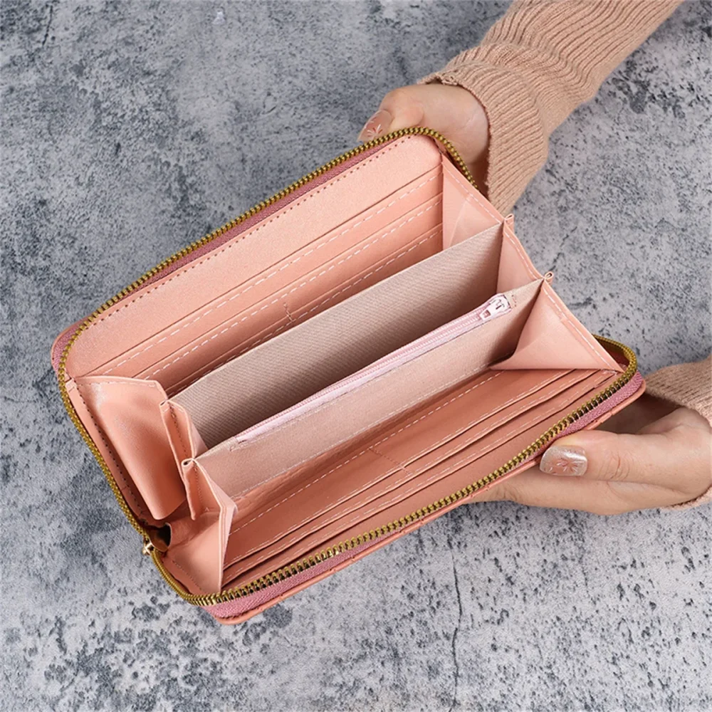 2024 new wallet Korean cute long coin purse large capacity lady multi-card zipper holding mobile phone bag female 6
