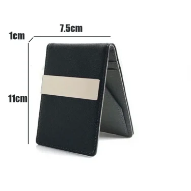 New Fashion Men's Leather Money Clips Wallet Multifunctional Thin Man Card Purses Women Metal Clamp for Money Cash Holder 6