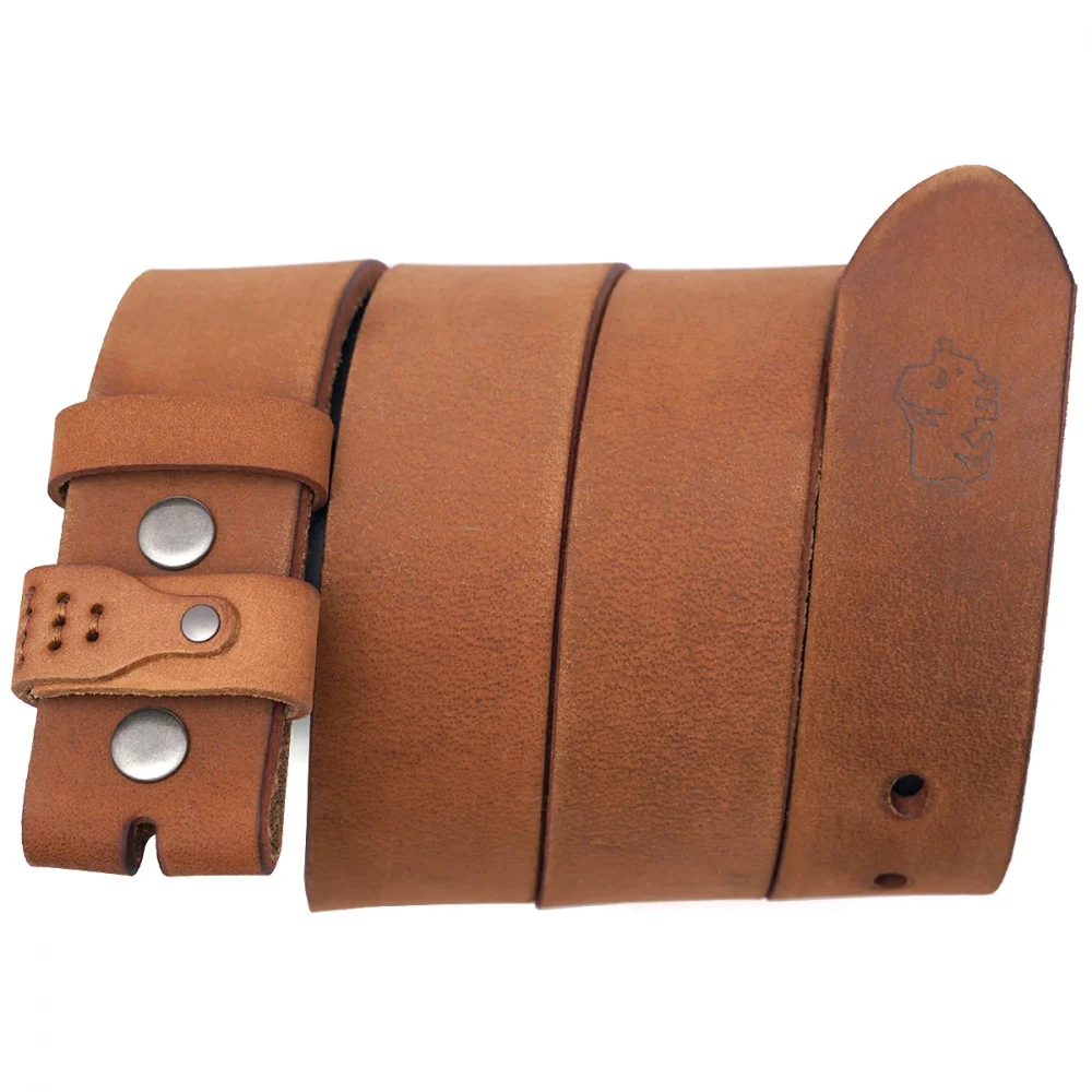 BISON DENIM 3.8cm Width Top Layer Cowhide Belt Without Buckle Comfortable Durable High-quality No Buckle Belt For Men Daily Use 5