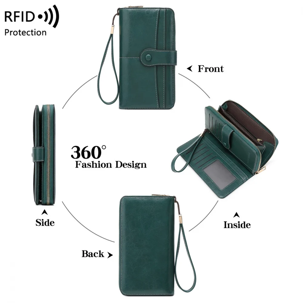 Vintage Large Capacity Women's Wallet RFID Anti-Theft Brushed Fabric Simple Fashion Multi-Card Long Handbag 5