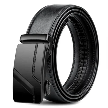 105 150 140 130 160 170cm Large Plus Size Men's Belt PU Brand Fashion Automatic Simple Buckle Black PU Leather Belt 3.5cm Width 1